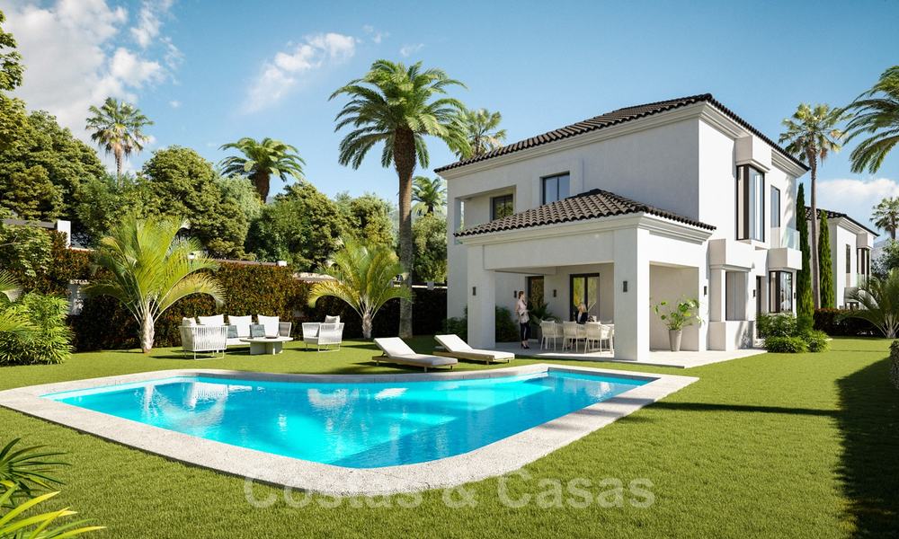 Villas de estilo mediterráneo y villas adosadas con vistas al mar y al golf en Elviria, Marbella 24401