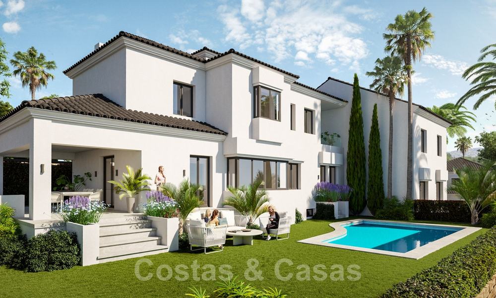 Villas de estilo mediterráneo y villas adosadas con vistas al mar y al golf en Elviria, Marbella 24403