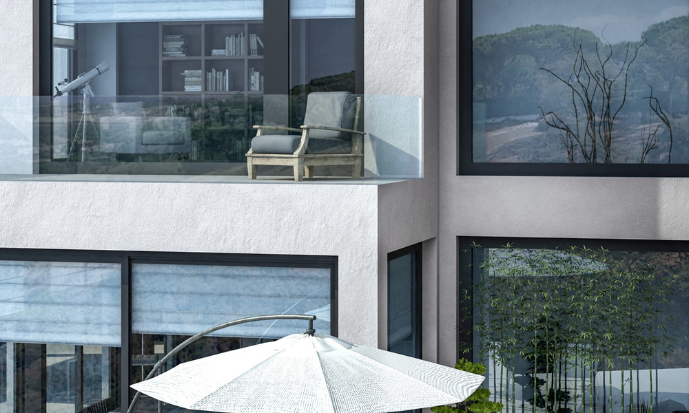 Lujosa villa de nueva construcción de estilo moderno en venta, con vistas panorámicas a la montaña y al mar en la prestigiosa zona de Valtocado en Mijas, Costa del Sol 25944