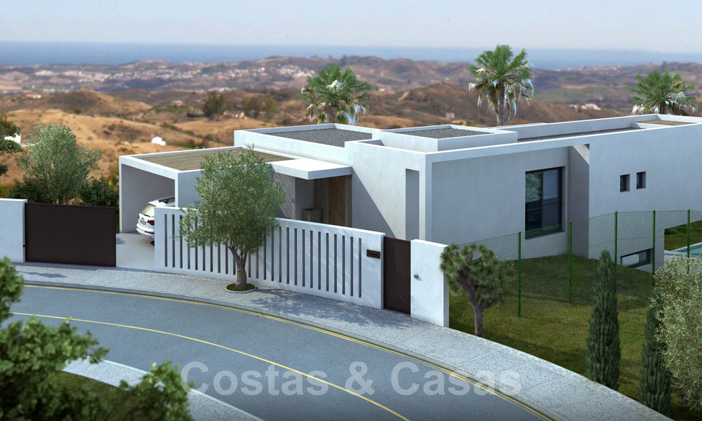 Lujosa villa de nueva construcción de estilo moderno en venta, con vistas panorámicas a la montaña y al mar en la prestigiosa zona de Valtocado en Mijas, Costa del Sol 25947