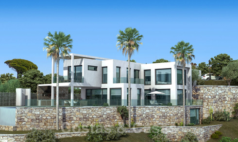 Lujosa villa de nueva construcción de estilo moderno en venta, con vistas panorámicas a la montaña y al mar en la prestigiosa zona de Valtocado en Mijas, Costa del Sol 25948