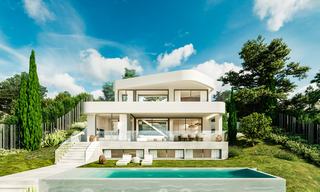 Parcela + proyecto en venta nueva villa contemporánea, en primera línea de golf en Estepona 26281 