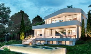 Parcela + proyecto en venta nueva villa contemporánea, en primera línea de golf en Estepona 26288 
