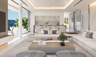 Nuevas y modernas villas de lujo en venta con espectaculares vistas al campo de golf, al lago y al Mediterráneo, en un complejo cerrado de naturaleza y golf en Benahavis - Marbella 27929 