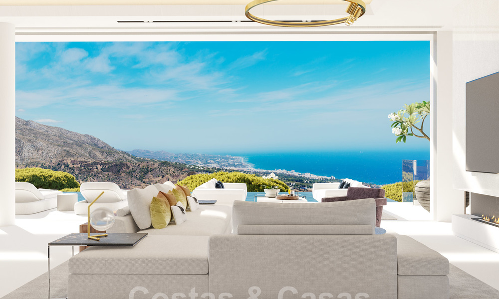 Nuevas y modernas villas de lujo en venta con espectaculares vistas al campo de golf, al lago y al Mediterráneo, en un complejo cerrado de naturaleza y golf en Benahavis - Marbella 27933