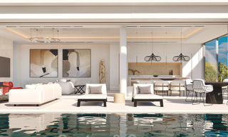 Nuevas y modernas villas de lujo en venta con espectaculares vistas al campo de golf, al lago y al Mediterráneo, en un complejo cerrado de naturaleza y golf en Benahavis - Marbella 27945 
