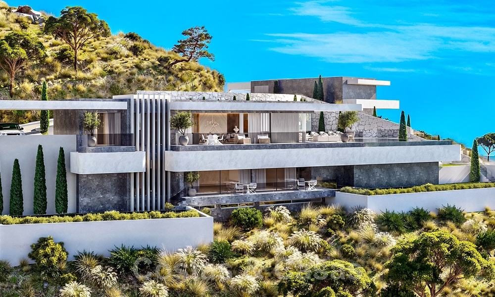 Nuevas y modernas villas de lujo en venta con espectaculares vistas al campo de golf, al lago y al Mediterráneo, en un complejo cerrado de naturaleza y golf en Benahavis - Marbella 27955