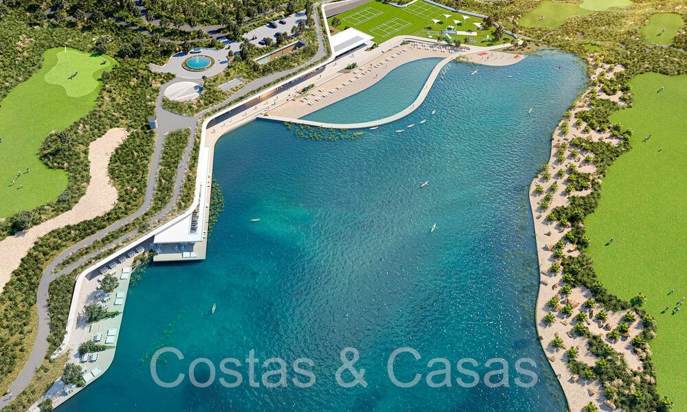 Nuevas y modernas villas de lujo en venta con espectaculares vistas al campo de golf, al lago y al Mediterráneo, en un complejo cerrado de naturaleza y golf en Benahavis - Marbella 779267