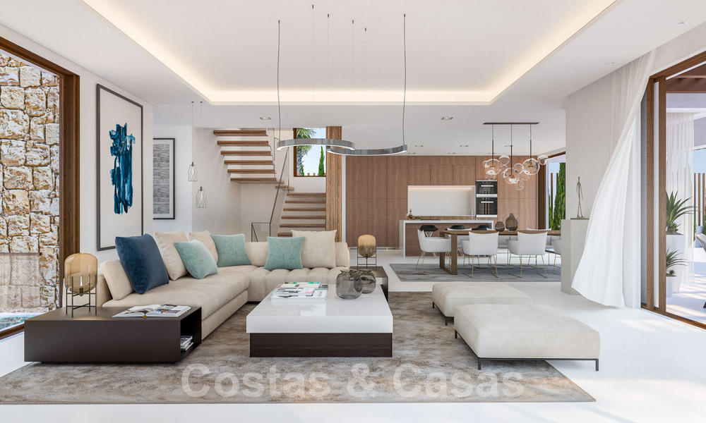 Villas modernas de nueva construcción en venta en el centro de Marbella, en un exclusivo complejo de villas cerrado y asegurado a poca distancia de todo 30089