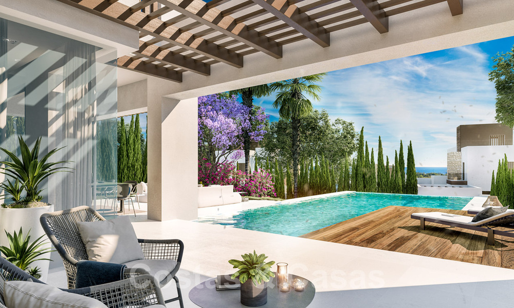 Villas modernas de nueva construcción en venta en el centro de Marbella, en un exclusivo complejo de villas cerrado y asegurado a poca distancia de todo 30090