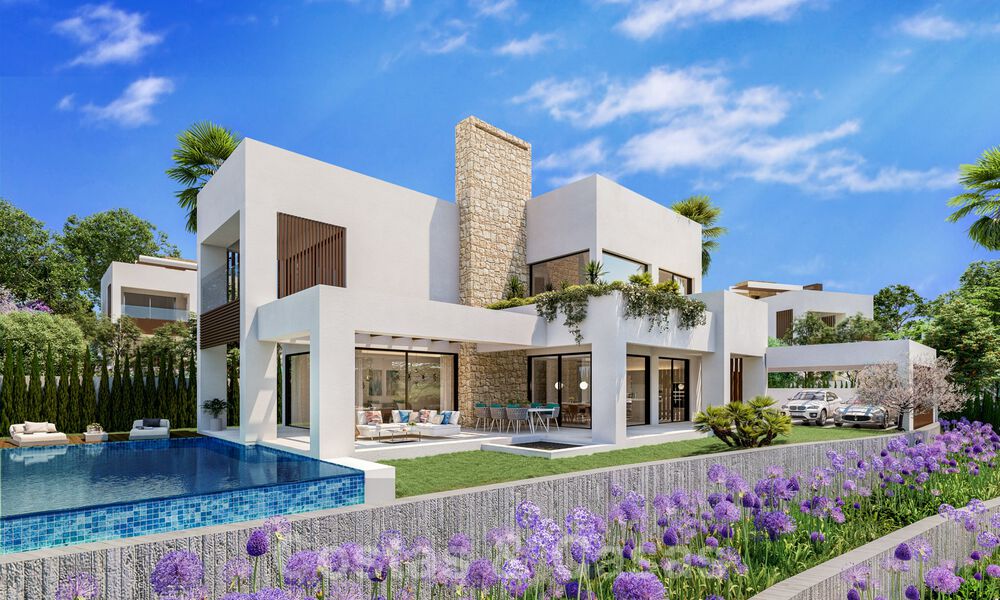 Villas modernas de nueva construcción en venta en el centro de Marbella, en un exclusivo complejo de villas cerrado y asegurado a poca distancia de todo 30095