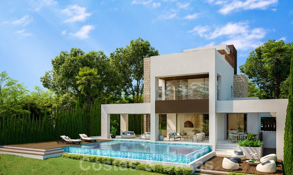 Villas modernas de nueva construcción en venta en el centro de Marbella, en un exclusivo complejo de villas cerrado y asegurado a poca distancia de todo 30099