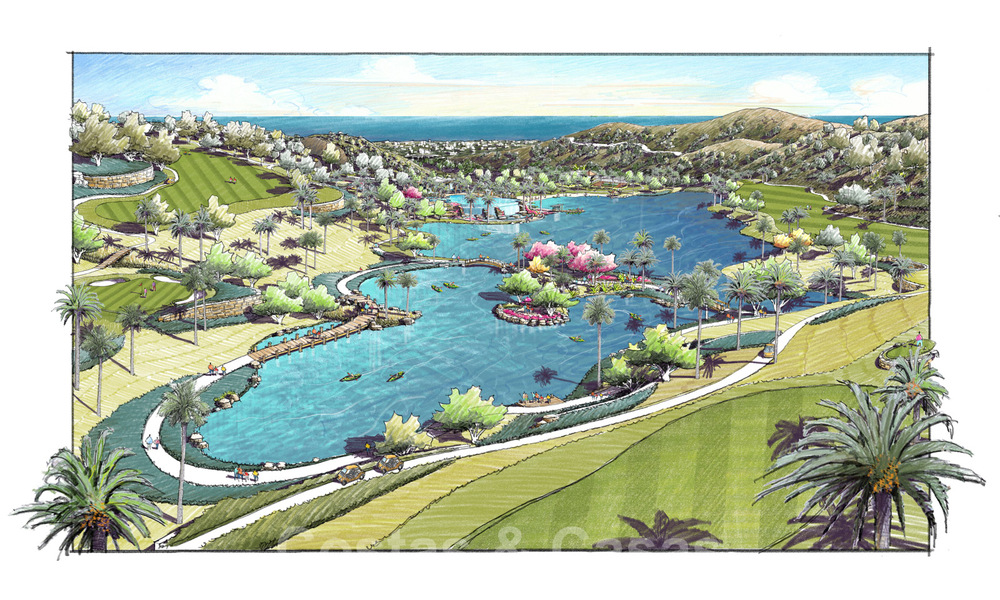 Parcelas urbanizables con proyectos de villas modernas llave en mano en venta, con espectaculares vistas al golf, al lago, a las montañas y el mar, en un complejo cerrado rodeado de naturaleza y golf en Benahavis 61309