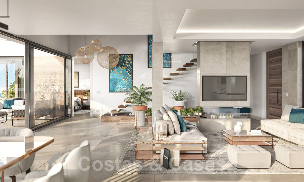 Villas de nueva construcción en venta con un estilo moderno y vistas al mar en la Nueva Milla de Oro entre Marbella y Estepona 33907