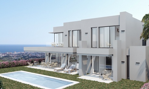 Nuevas y modernas villas en venta con vistas panorámicas al mar y a la montaña en Mijas, Costa del Sol 34116