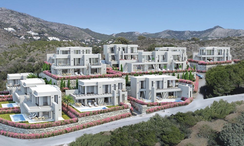 Nuevas y modernas villas en venta con vistas panorámicas al mar y a la montaña en Mijas, Costa del Sol 34120