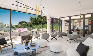 Villas modernas de nueva construcción en venta con vistas panorámicas al mar, en un complejo cerrado con casa club y comodidades en Marbella - Benahavis 34328 
