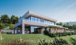 Villas modernas de nueva construcción en venta con vistas panorámicas al mar, en un complejo cerrado con casa club y comodidades en Marbella - Benahavis 34329 