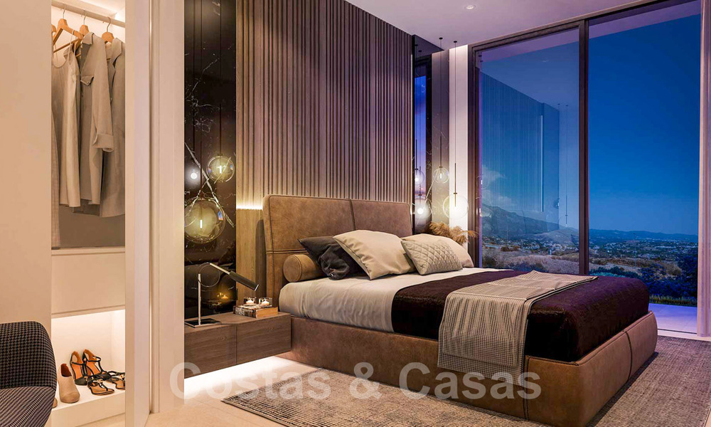 Villas modernas de nueva construcción en venta con vistas panorámicas al mar, en un complejo cerrado con casa club y comodidades en Marbella - Benahavis 34332