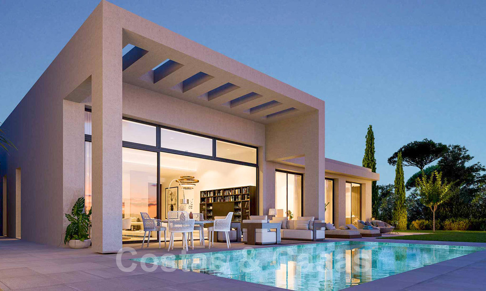 Villas modernas de nueva construcción en venta con vistas panorámicas al mar, en un complejo cerrado con casa club y comodidades en Marbella - Benahavis 34337