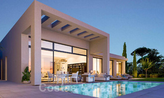 Villas modernas de nueva construcción en venta con vistas panorámicas al mar, en un complejo cerrado con casa club y comodidades en Marbella - Benahavis 34337 