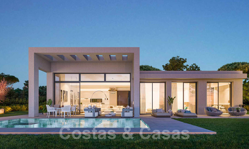 Villas modernas de nueva construcción en venta con vistas panorámicas al mar, en un complejo cerrado con casa club y comodidades en Marbella - Benahavis 34338