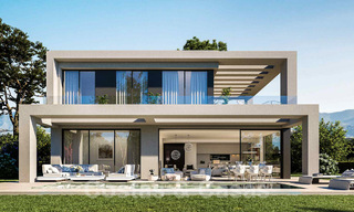 Villas modernas de nueva construcción en venta con vistas panorámicas al mar, en un complejo cerrado con casa club y comodidades en Marbella - Benahavis 34340 