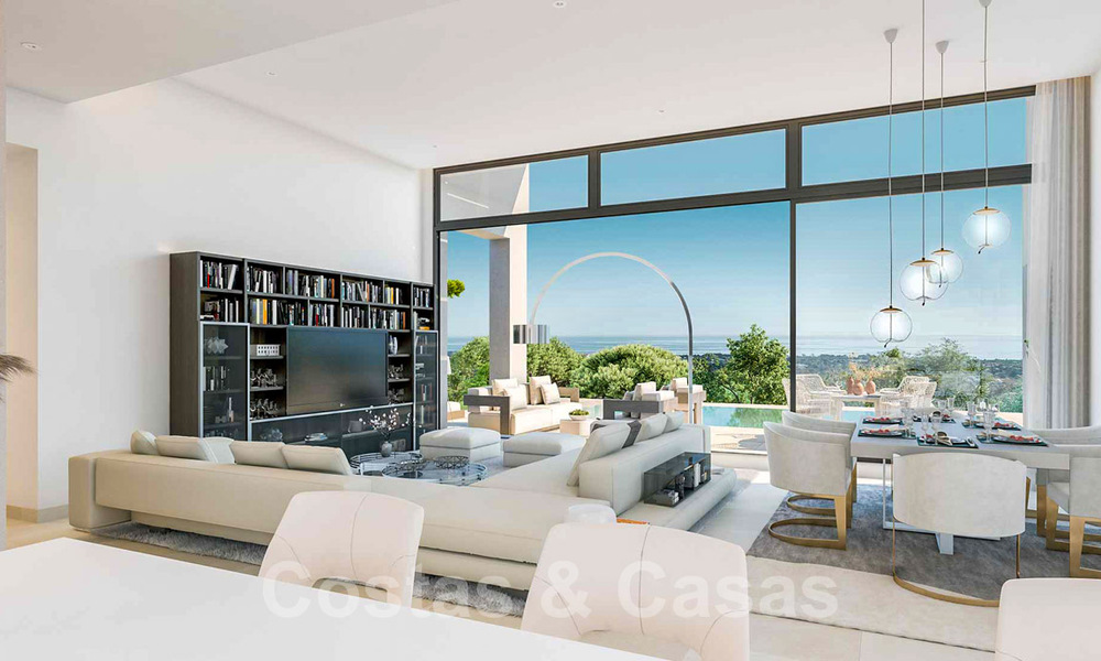 Villas modernas de nueva construcción en venta con vistas panorámicas al mar, en un complejo cerrado con casa club y comodidades en Marbella - Benahavis 34343