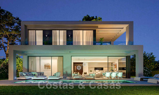 Villas modernas de nueva construcción en venta con vistas panorámicas al mar, en un complejo cerrado con casa club y comodidades en Marbella - Benahavis 34345 