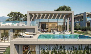 Villas modernas de nueva construcción en venta con vistas panorámicas al mar, en un complejo cerrado con casa club y comodidades en Marbella - Benahavis 34347 