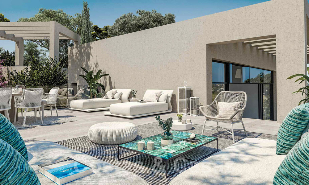 Villas modernas de nueva construcción en venta con vistas panorámicas al mar, en un complejo cerrado con casa club y comodidades en Marbella - Benahavis 34351