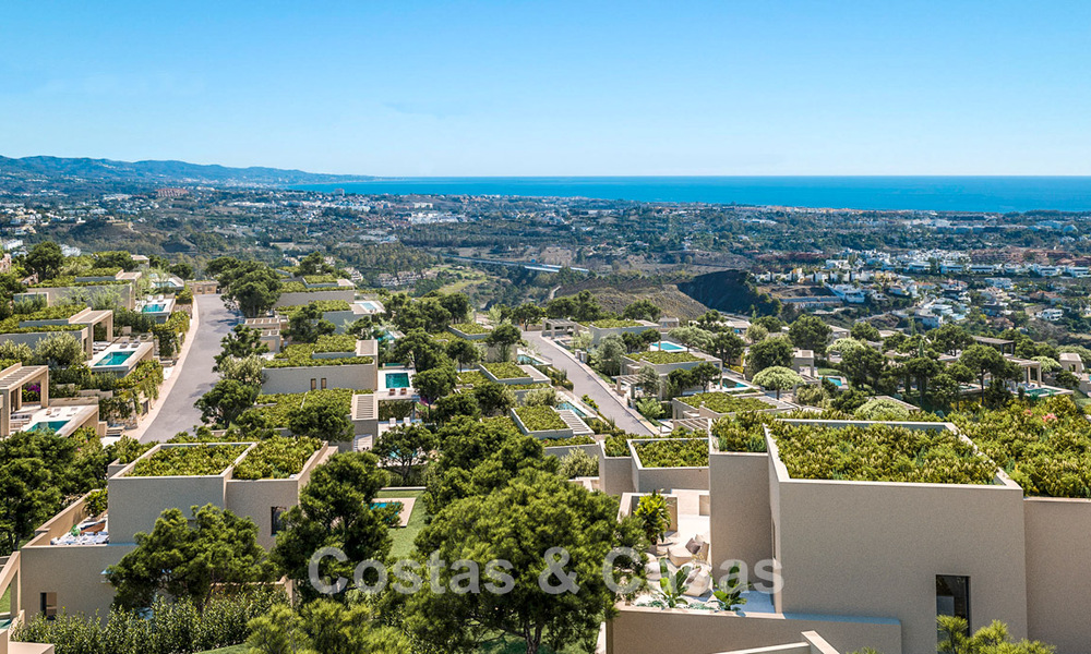Villas modernas de nueva construcción en venta con vistas panorámicas al mar, en un complejo cerrado con casa club y comodidades en Marbella - Benahavis 63709