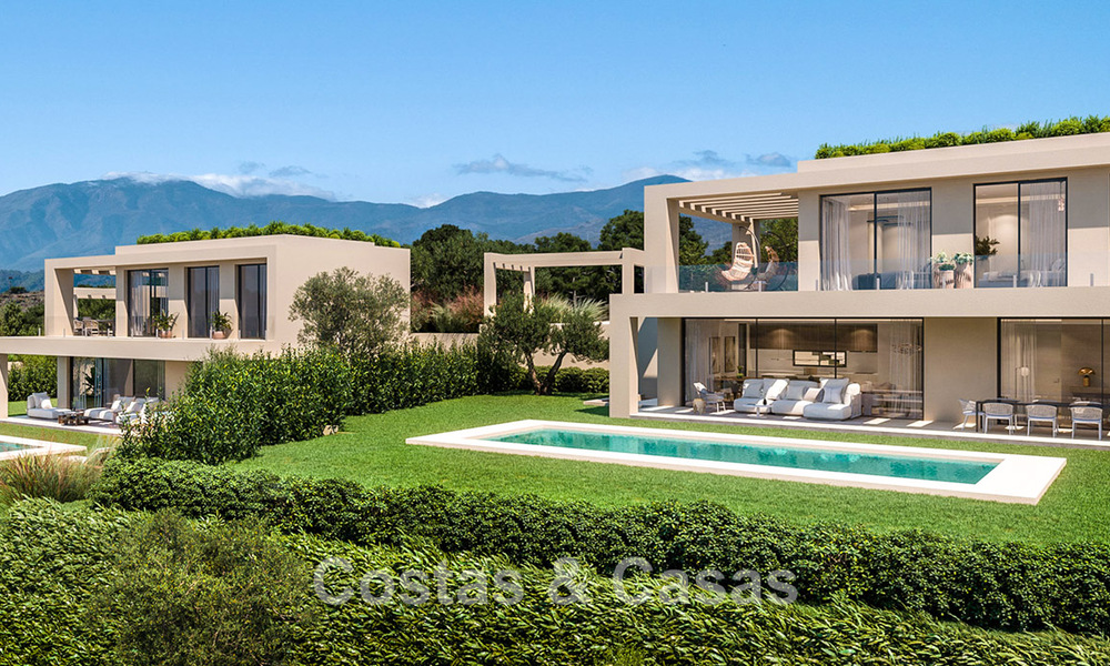 Villas modernas de nueva construcción en venta con vistas panorámicas al mar, en un complejo cerrado con casa club y comodidades en Marbella - Benahavis 63711