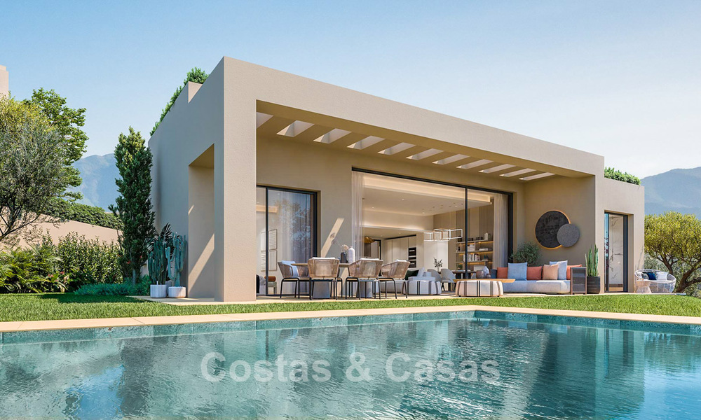Villas modernas de nueva construcción en venta con vistas panorámicas al mar, en un complejo cerrado con casa club y comodidades en Marbella - Benahavis 63714