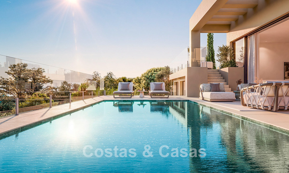Villas modernas de nueva construcción en venta con vistas panorámicas al mar, en un complejo cerrado con casa club y comodidades en Marbella - Benahavis 63715