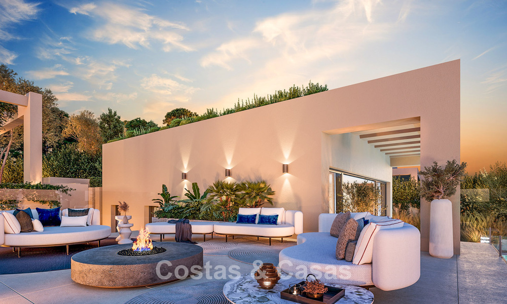Villas modernas de nueva construcción en venta con vistas panorámicas al mar, en un complejo cerrado con casa club y comodidades en Marbella - Benahavis 63716