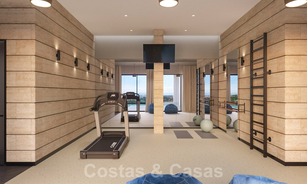 Villa exclusiva y de estilo moderno de alta tecnología con vistas panorámicas al mar en venta, en una prestigiosa urbanización en Benahavis - Marbella 34439