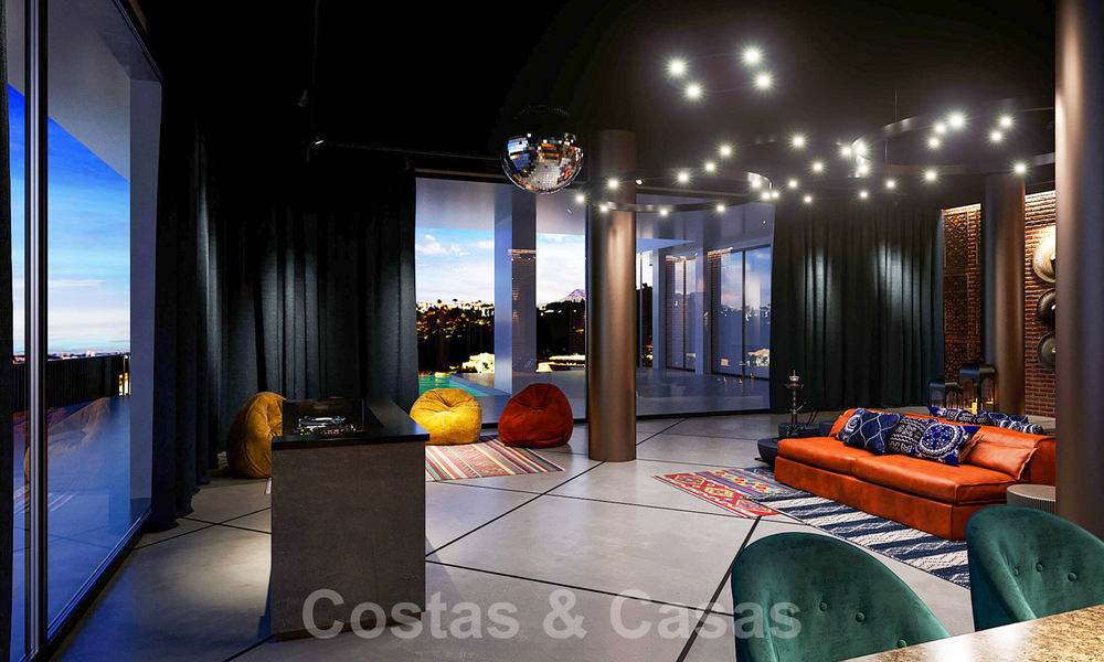 Villa exclusiva y de estilo moderno de alta tecnología con vistas panorámicas al mar en venta, en una prestigiosa urbanización en Benahavis - Marbella 34456