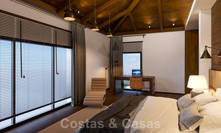 Villa exclusiva y de estilo moderno de alta tecnología con vistas panorámicas al mar en venta, en una prestigiosa urbanización en Benahavis - Marbella 34460 