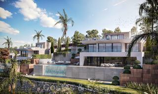 Modernas villas de lujo de nueva construcción en venta con una gran terraza y hermosas vistas panorámicas al mar en la Costa del Sol 35199 