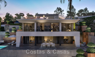 Modernas villas de lujo de nueva construcción en venta con una gran terraza y hermosas vistas panorámicas al mar en la Costa del Sol 35205 