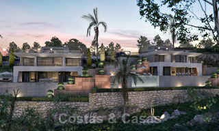 Modernas villas de lujo de nueva construcción en venta con una gran terraza y hermosas vistas panorámicas al mar en la Costa del Sol 35209 