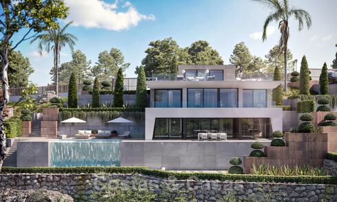 Modernas villas de lujo de nueva construcción en venta con una gran terraza y hermosas vistas panorámicas al mar en la Costa del Sol 35211