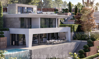 Modernas villas de lujo de nueva construcción en venta con una gran terraza y hermosas vistas panorámicas al mar en la Costa del Sol 35212 
