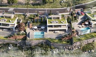 Modernas villas de lujo de nueva construcción en venta con una gran terraza y hermosas vistas panorámicas al mar en la Costa del Sol 35213 