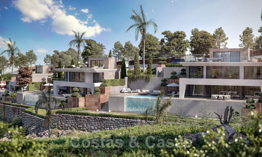 Modernas villas de lujo de nueva construcción en venta con una gran terraza y hermosas vistas panorámicas al mar en la Costa del Sol 35214