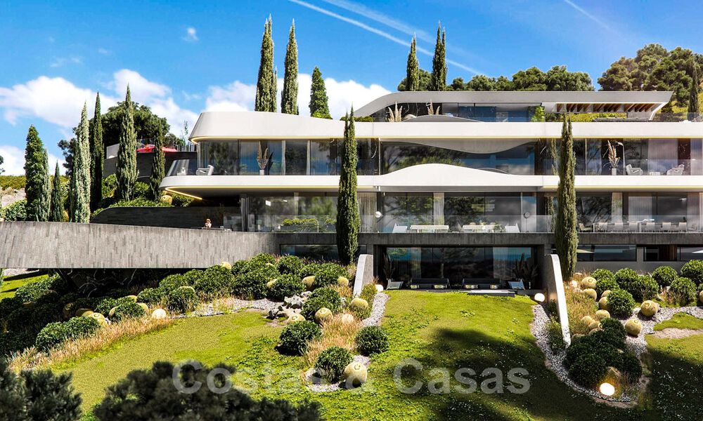 Se vende espectacular villa de nueva construcción de diseño con vistas panorámicas al golf, al lago, a las montañas y al mar, en un complejo de golf cerrado en Benahavis - Marbella 36632