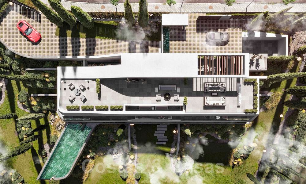 Se vende espectacular villa de nueva construcción de diseño con vistas panorámicas al golf, al lago, a las montañas y al mar, en un complejo de golf cerrado en Benahavis - Marbella 36635