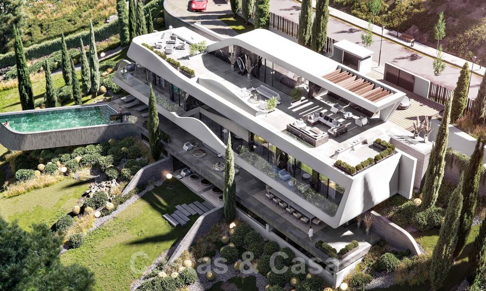 Se vende espectacular villa de nueva construcción de diseño con vistas panorámicas al golf, al lago, a las montañas y al mar, en un complejo de golf cerrado en Benahavis - Marbella 36637