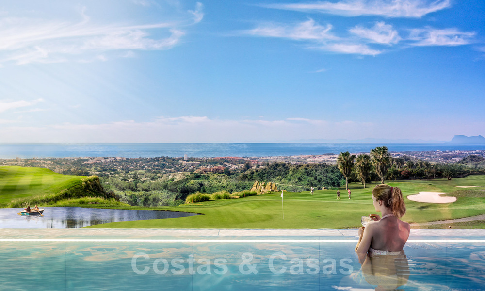 Se vende espectacular villa de nueva construcción de diseño con vistas panorámicas al golf, al lago, a las montañas y al mar, en un complejo de golf cerrado en Benahavis - Marbella 36641